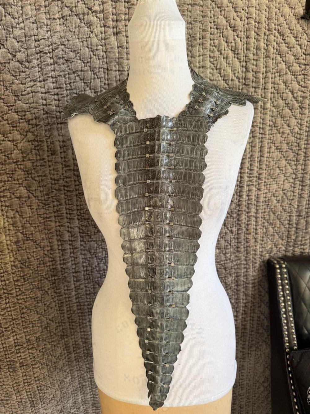 Exotic Real  Grey Crocodile Front Bib